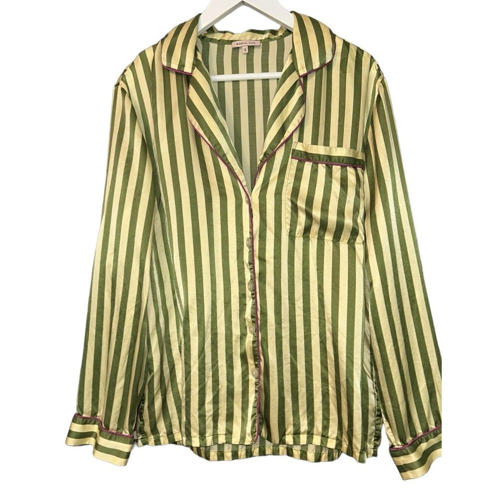 Morgan Lane Katelyn Sleep Shirt Top Silk Blend Button Up Sz Small Anthropologie‎